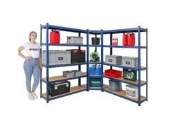 PROREGAL Mega Deal 1 x Eckregal & 2x Schwerlastregal Ragnar HxBxT 180 x 190 x 40 cm Fachlast 175 kg Blau Kellerregal Steckregal Garagenregal
