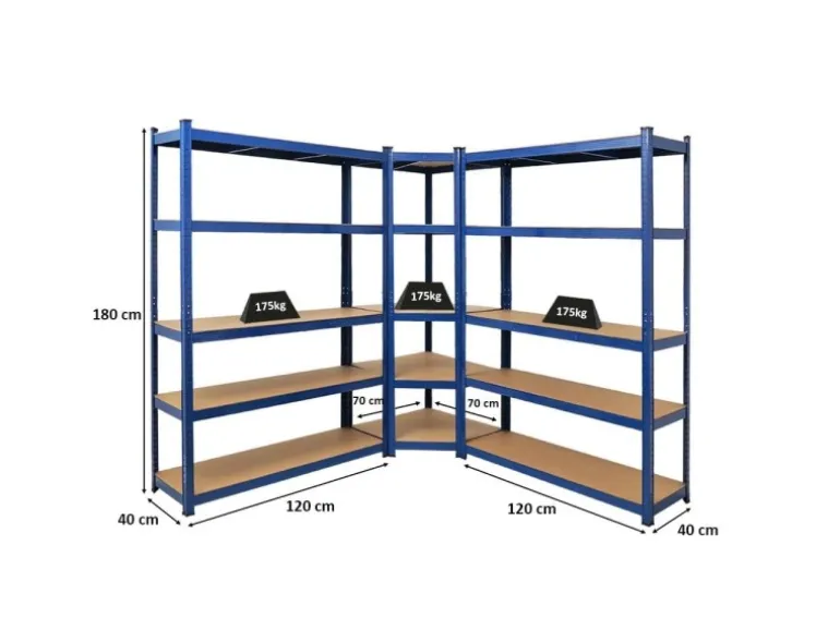 PROREGAL Mega Deal 1 x Eckregal & 2x Schwerlastregal Ragnar HxBxT 180 x 190 x 40 cm Fachlast 175 kg Blau Kellerregal Steckregal Garagenregal