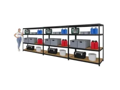 PROREGAL Mega Deal 3er-Set Schwerlastregal Giant Elephant 160x150x60cm mit 4 Ebenen Fachlast 200kg Schwarz