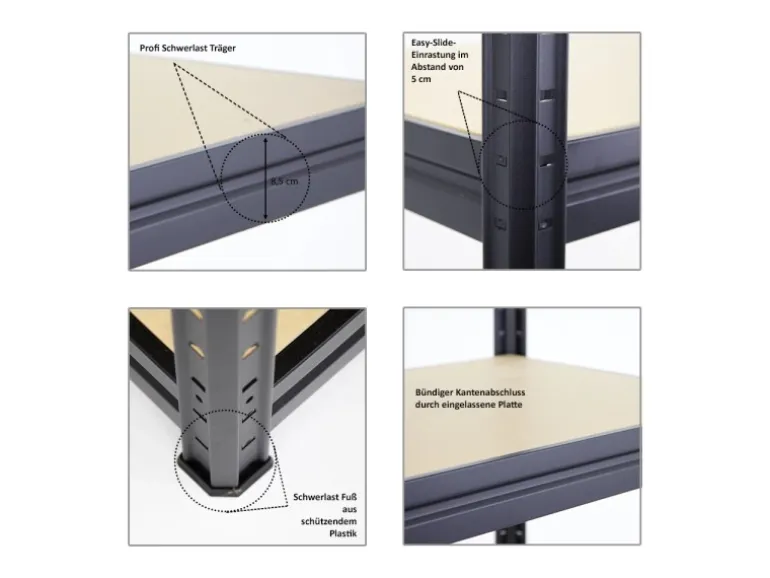 PROREGAL Mega Deal 3er-Sparset Profi-Schwerlastregal DINO HxBxT 180x180x60cm Fachlast 500kg Schwarz