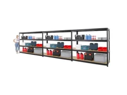 PROREGAL Mega Deal 3er-Sparset Profi-Schwerlastregal DINO HxBxT 180x180x60cm Fachlast 500kg Schwarz