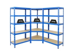 PROREGAL Mega Deal Tiger 1x Eckregal & 2x Schwerlastregal 180x 90x 45 cm Fachlast 175 & 265 kg Blau