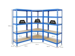 PROREGAL Mega Deal Tiger 1x Eckregal & 2x Schwerlastregal 180x 90x 45 cm Fachlast 175 & 265 kg Blau