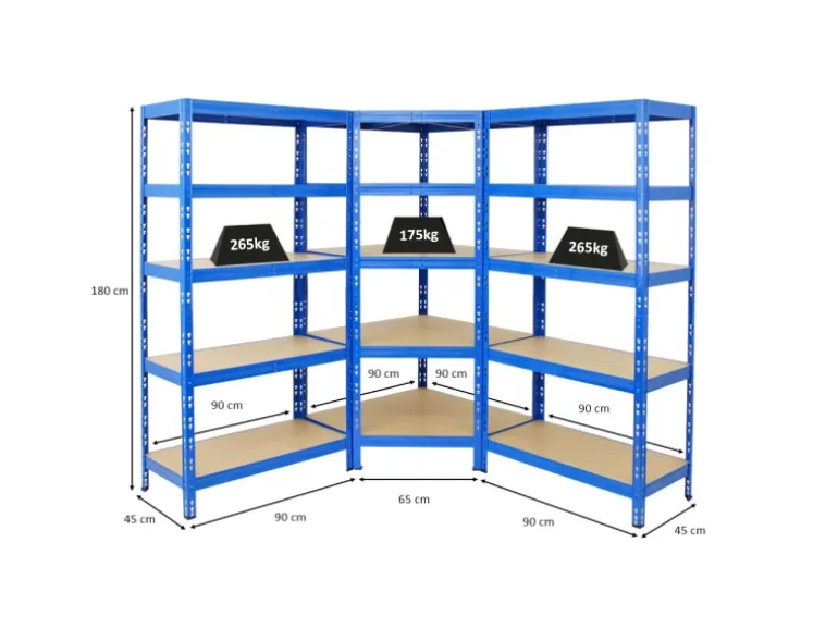 PROREGAL Mega Deal Tiger 1x Eckregal & 2x Schwerlastregal 180x 90x 45 cm Fachlast 175 & 265 kg Blau