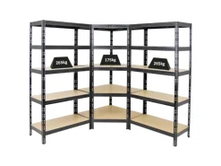 PROREGAL Mega Deal Tiger 1x Eckregal & 2x Schwerlastregal 180x 90x 45 cm Fachlast 175 & 265 kg Schwarz
