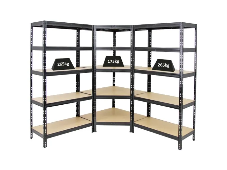 PROREGAL Mega Deal Tiger 1x Eckregal & 2x Schwerlastregal 180x 90x 45 cm Fachlast 175 & 265 kg Schwarz