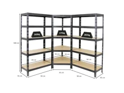 PROREGAL Mega Deal Tiger 1x Eckregal & 2x Schwerlastregal 180x 90x 45 cm Fachlast 175 & 265 kg Schwarz