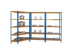 PROREGAL Mega Deal 1x Eckregal & 2x Schwerlastregal Muli HxBxT 180 x 180 x 40 cm Fachlast 200 kg Blau-Orange PROREGAL Mega Deal 1x Eckregal + 2x Schwerlastregal Muli HxBxT 180 x 180 x 40 cm Fachlast 200 kg Blau-Orange