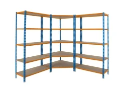 PROREGAL Mega Deal 1x Eckregal & 2x Schwerlastregal Muli HxBxT 180 x 180 x 40 cm Fachlast 200 kg Blau-Orange PROREGAL Mega Deal 1x Eckregal + 2x Schwerlastregal Muli HxBxT 180 x 180 x 40 cm Fachlast 200 kg Blau-Orange