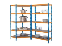 PROREGAL Mega Deal 1x Eckregal & 1x Schwerlastregal Muli HxBxT 180 x 180 x 30 cm Fachlast 150 kg Blau-Orange PROREGAL Mega Deal 1x Eckregal + 1x Schwerlastregal Muli HxBxT 180 x 180 x 30 cm Fachlast 150 kg Blau-Orange
