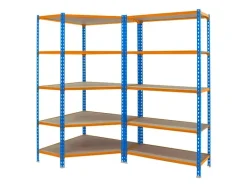PROREGAL Mega Deal 1x Eckregal & 1x Schwerlastregal Muli HxBxT 180 x 180 x 30 cm Fachlast 150 kg Blau-Orange PROREGAL Mega Deal 1x Eckregal + 1x Schwerlastregal Muli HxBxT 180 x 180 x 30 cm Fachlast 150 kg Blau-Orange