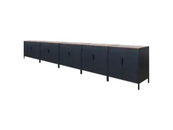 PROREGAL Mega Deal 5x Aktenschrank Lion Metall Mit Beinen Metallschrank Doppeltür 76x80x40Cm Kommode 2 Verstellbare Einlegeböden Vintagebraun/Schwarz