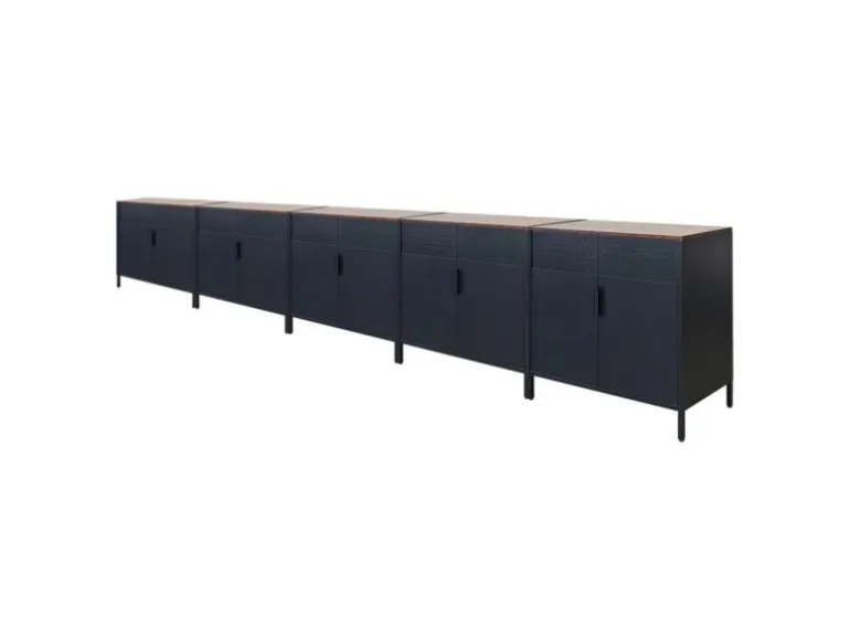 PROREGAL Mega Deal 5x Aktenschrank Lion Metall Mit Beinen Metallschrank Doppeltür 76x80x40Cm Kommode 2 Verstellbare Einlegeböden Vintagebraun/Schwarz