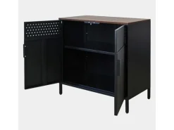 PROREGAL Mega Deal 5x Aktenschrank Lion Metall Mit Beinen Metallschrank Doppeltür 76x80x40Cm Kommode 2 Verstellbare Einlegeböden Vintagebraun/Schwarz