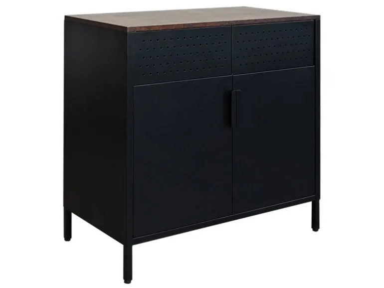 PROREGAL Mega Deal 5x Aktenschrank Lion Metall Mit Beinen Metallschrank Doppeltür 76x80x40Cm Kommode 2 Verstellbare Einlegeböden Vintagebraun/Schwarz