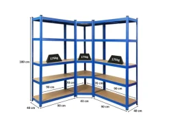 PROREGAL Mega Deal 1x Eckregal & 2x Schwerlastregal Ragnar Fachlast 175 kg Blau
