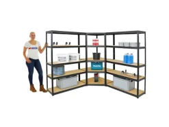 PROREGAL Mega Deal 1x Eckregal & 2x Schwerlastregal Big Elephant S Fachlast 250 kg Schwarz