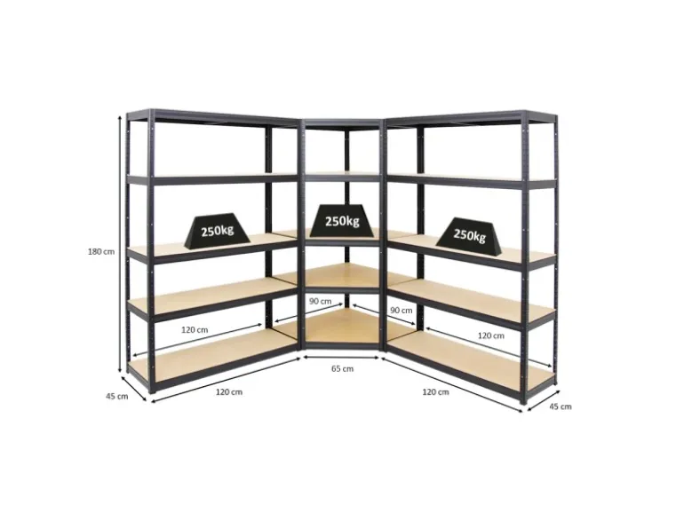 PROREGAL Mega Deal 1x Eckregal & 2x Schwerlastregal Big Elephant S Fachlast 250 kg Schwarz