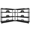 PROREGAL Mega Deal 2x Profi Schwerlastregal Rhino HxBxT 180x200x60cm 4 Stahlplatten-Ebenen Fachlast 500kg Schwarz