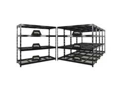PROREGAL Mega Deal 5x Profi Schwerlastregal Rhino HxBxT 180x200x60cm 4 Gitterrost-Ebenen Fachlast 500kg Schwarz