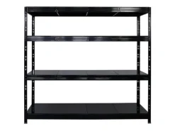 PROREGAL Mega Deal 4x Profi Schwerlastregal Rhino HxBxT 180x200x60cm 4 Stahlplatten-Ebenen Fachlast 500kg Schwarz