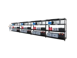 PROREGAL Mega Deal 4x Profi Schwerlastregal Rhino HxBxT 180x200x60cm 4 Stahlplatten-Ebenen Fachlast 500kg Schwarz