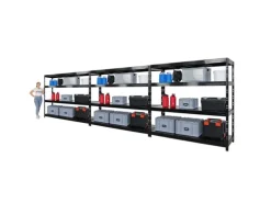 PROREGAL Mega Deal 3x Profi Schwerlastregal Rhino HxBxT 180x200x60cm 4 Stahlplatten-Ebenen Fachlast 500kg Schwarz