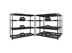 PROREGAL Mega Deal 3x Profi Schwerlastregal Rhino HxBxT 180x200x60cm 4 Gitterrost-Ebenen Fachlast 500kg Schwarz