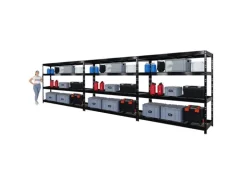 PROREGAL Mega Deal 3x Profi Schwerlastregal Rhino HxBxT 180x200x60cm 4 Gitterrost-Ebenen Fachlast 500kg Schwarz