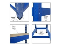 PROREGAL Mega Deal 3x Reifenregal Tiger 180x120x40 cm Bis Zu 12 Reifen Auf 2 Ebenen Mit 2 Fachboden Blau