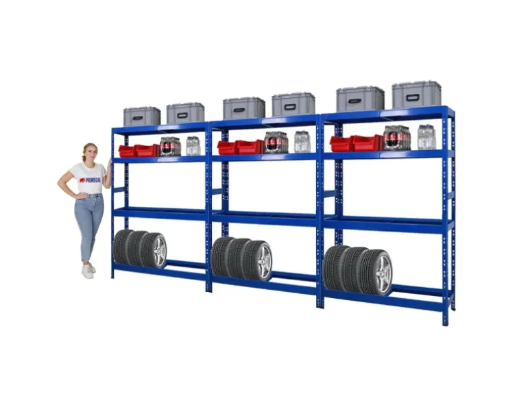 PROREGAL Mega Deal 3x Reifenregal Tiger 180x120x40 cm Bis Zu 12 Reifen Auf 2 Ebenen Mit 2 Fachboden Blau