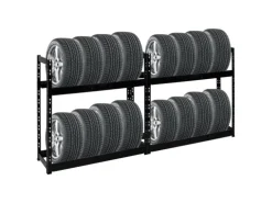PROREGAL Mega Deal 2x Reifenregal Tiger HxBxT 100 x 110 x 35 cm bis zu 16 Reifen Schwarz