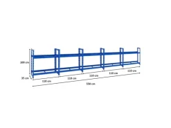 PROREGAL Mega Deal 5x Reifenregal Tiger HxBxT 100 x 110 x 35 cm Bis Zu 40 Reifen Blau
