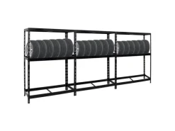PROREGAL Mega Deal 3x Reifenregal Tiger mit Fachboden HxBxT 180 x 130 x 50 cm Bis Zu Insgesamt 36 Reifen Schwarz