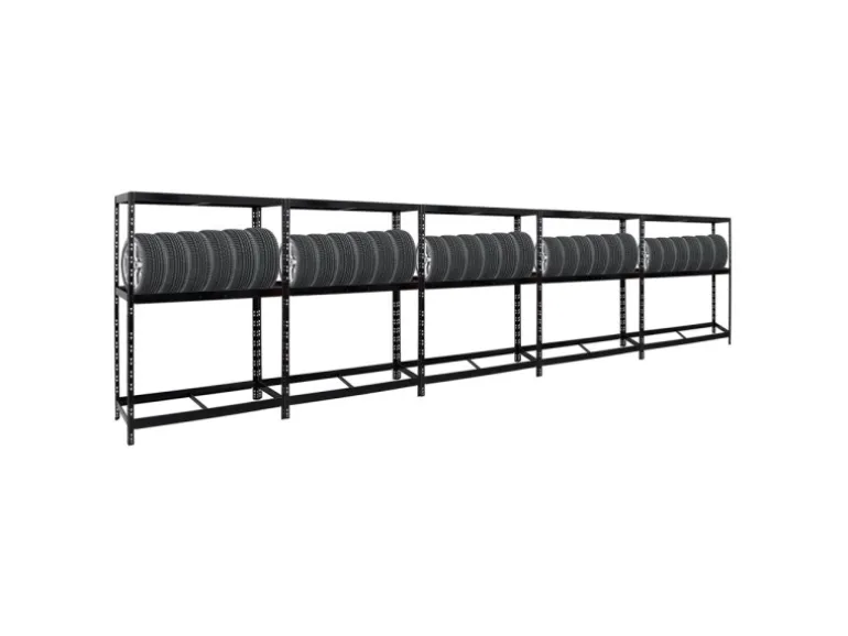 PROREGAL Mega Deal 5x Reifenregal Tiger mit Fachboden HxBxT 180 x 130 x 50 cm Bis Zu Insgesamt 60 Reifen Schwarz