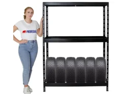 PROREGAL Mega Deal 5x Reifenregal Tiger mit Fachboden HxBxT 180 x 130 x 50 cm Bis Zu Insgesamt 60 Reifen Schwarz