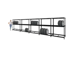 PROREGAL Mega Deal 5x Reifenregal Tiger mit Fachboden HxBxT 180 x 130 x 50 cm Bis Zu Insgesamt 60 Reifen Schwarz