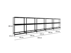 PROREGAL Mega Deal 5x Reifenregal Tiger mit Fachboden HxBxT 180 x 130 x 50 cm Bis Zu Insgesamt 60 Reifen Schwarz