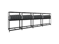PROREGAL Mega Deal 4x Reifenregal Tiger mit Fachboden HxBxT 180 x 130 x 50 cm Bis Zu Insgesamt 48 Reifen Schwarz