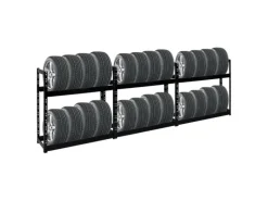 PROREGAL Mega Deal 3x Reifenregal Tiger HxBxT 100 x 110 x 35 cm bis zu 24 Reifen Schwarz