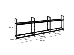 PROREGAL Mega Deal 3x Reifenregal Tiger HxBxT 100 x 110 x 35 cm bis zu 24 Reifen Schwarz