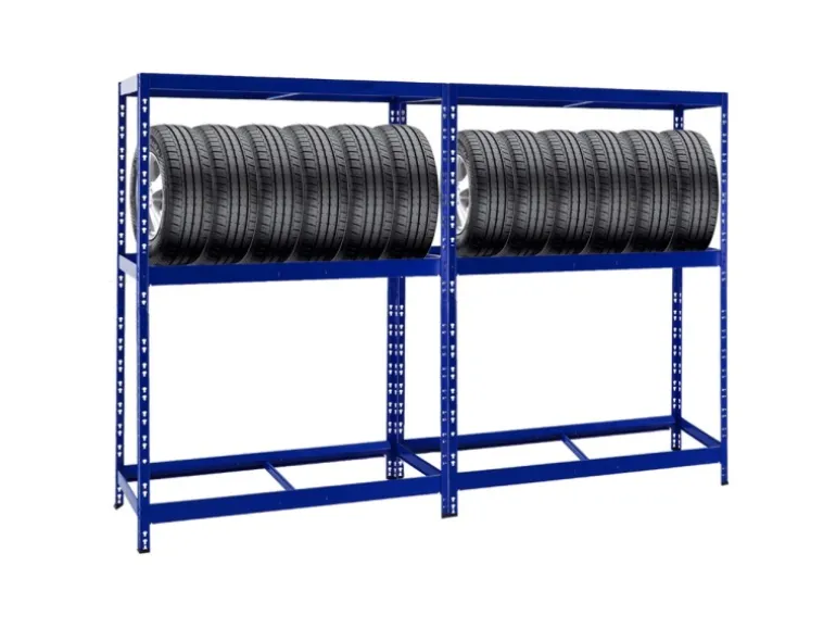 PROREGAL Mega Deal 2x Reifenregal Tiger mit Fachboden HxBxT 180 x 130 x 50 cm Bis Zu Insgesamt 24 Reifen Blau