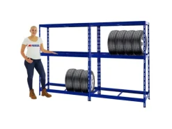 PROREGAL Mega Deal 2x Reifenregal Tiger mit Fachboden HxBxT 180 x 130 x 50 cm Bis Zu Insgesamt 24 Reifen Blau