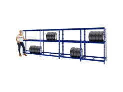PROREGAL Mega Deal 4x Reifenregal Tiger mit Fachboden HxBxT 180 x 130 x 50 cm Bis Zu Insgesamt 48 Reifen Blau