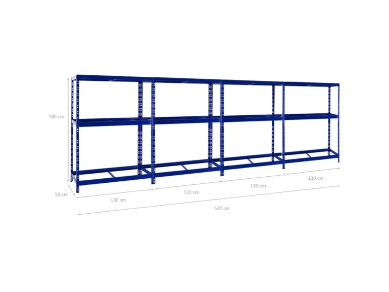 PROREGAL Mega Deal 4x Reifenregal Tiger mit Fachboden HxBxT 180 x 130 x 50 cm Bis Zu Insgesamt 48 Reifen Blau