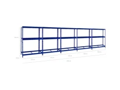 PROREGAL Mega Deal 5x Reifenregal Tiger mit Fachboden HxBxT 180 x 130 x 50 cm Bis Zu Insgesamt 60 Reifen Blau