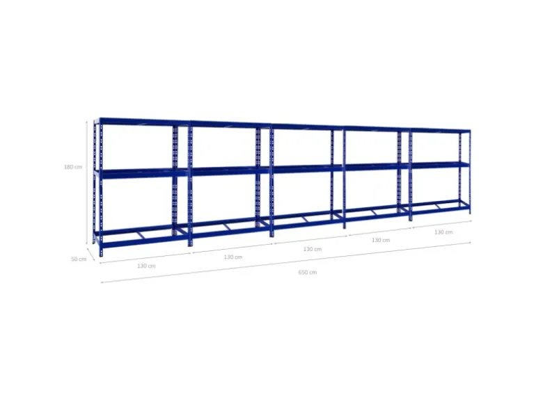 PROREGAL Mega Deal 5x Reifenregal Tiger mit Fachboden HxBxT 180 x 130 x 50 cm Bis Zu Insgesamt 60 Reifen Blau