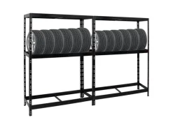 PROREGAL Mega Deal 2x Reifenregal Tiger mit Fachboden HxBxT 180 x 130 x 50 cm Bis Zu Insgesamt 24 Reifen Schwarz