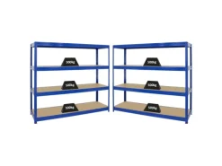 PROREGAL Mega Deal 2x Schwerlastregal Dino HxBxT 180 x 200 x 60 cm Fachlast 600 kg Blau
