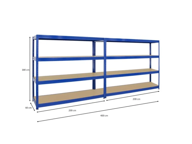 PROREGAL Mega Deal 2x Schwerlastregal Dino HxBxT 180 x 200 x 60 cm Fachlast 600 kg Blau